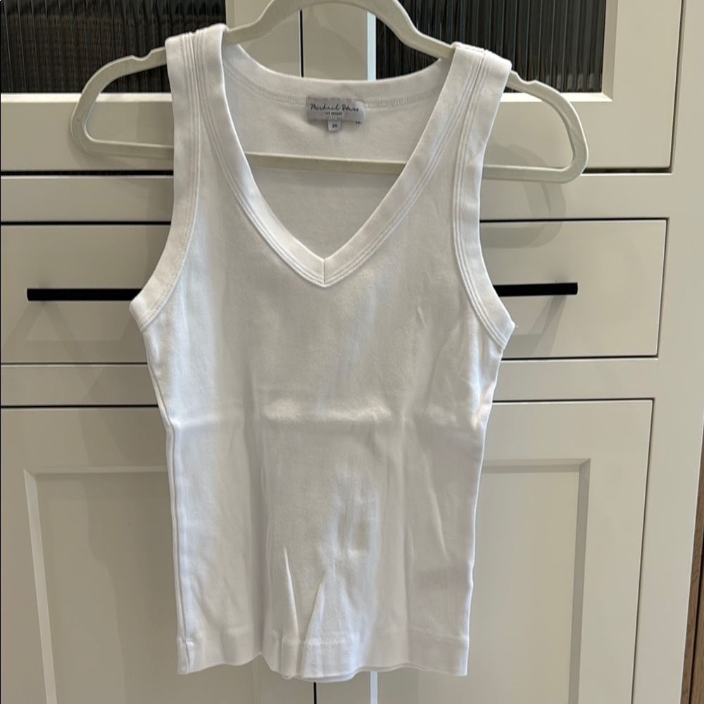 Michael Stars Classic White V-Neck Tank Top